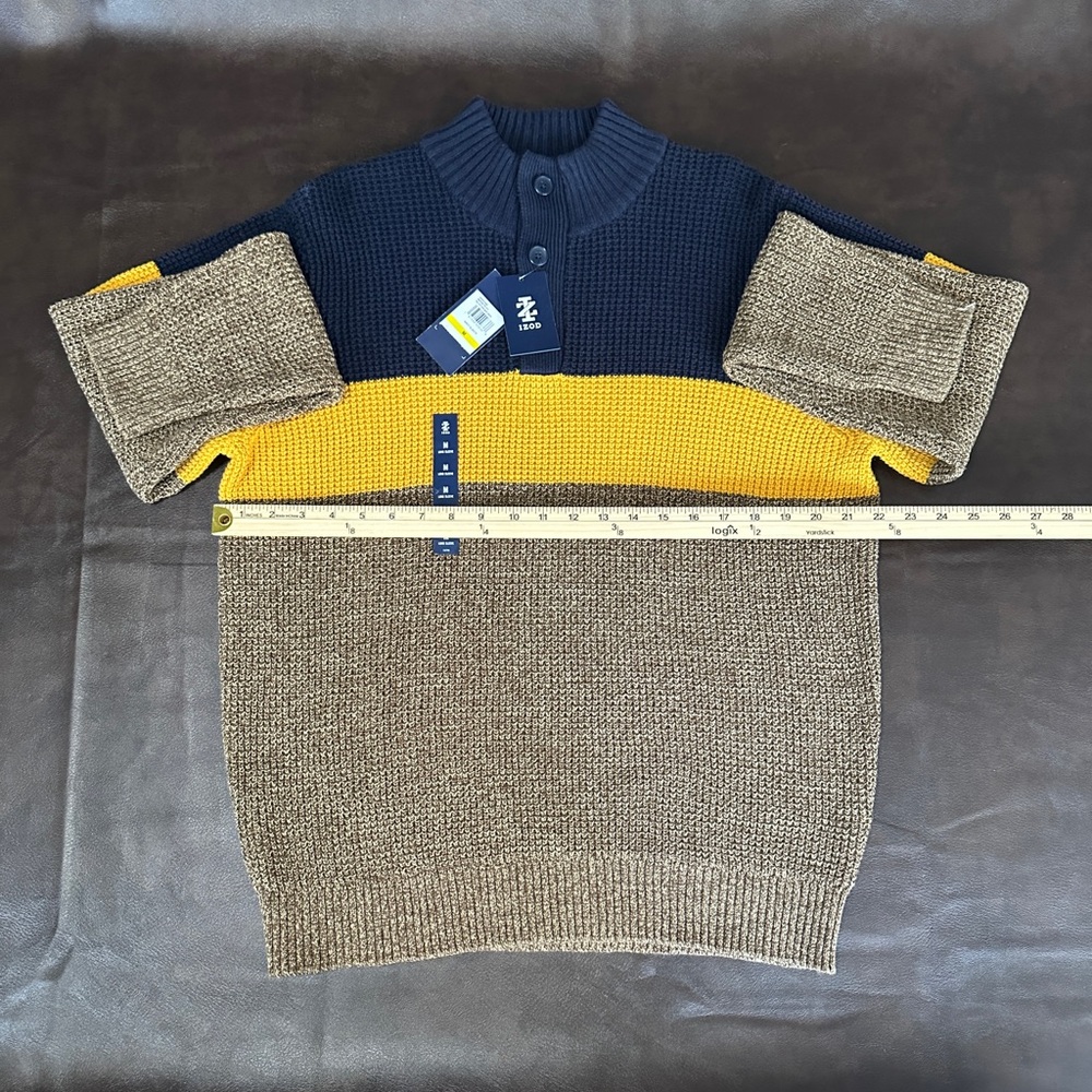 Color Block Knit Sweater Jumper y2k Mens Izod
Striped Mock Neck Button NWT - Picture 4 of 5